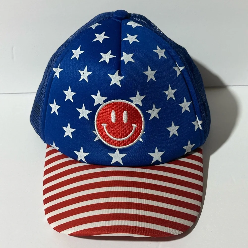 Stars and Stripes Smiley Face adjustable hat